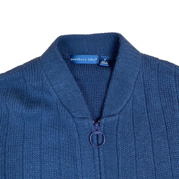 Northern Isles Rib Knit Grandpa Zip Cardigan Kurt Cobain Old Money Sweater-M - Picture 4 of 12